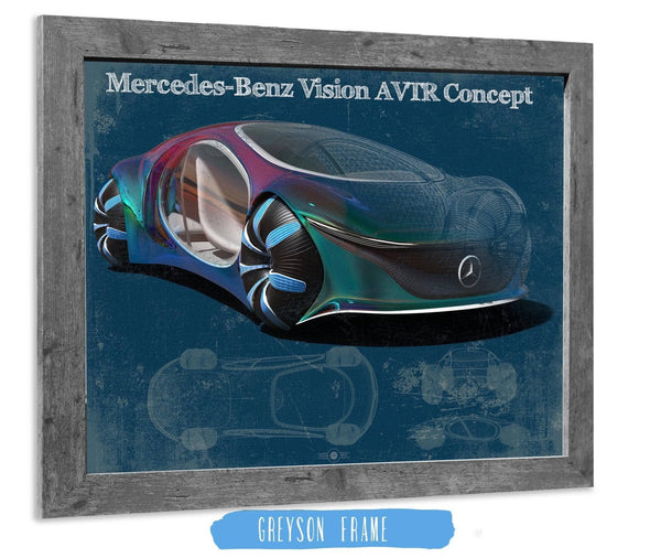 14" x 11" / Greyson Frame Cutler West Mercedes Benz Vision AVTR Concept Vintage Blueprint Auto Print