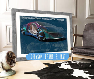 14" x 11" / Greyson Frame & Mat Cutler West Mercedes Benz Vision AVTR Concept Vintage Blueprint Auto Print