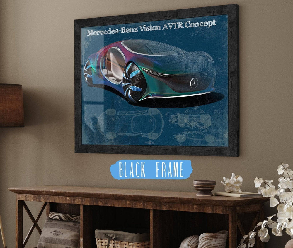 14" x 11" / Stretched Canvas Wrap Cutler West Mercedes Benz Vision AVTR Concept Vintage Blueprint Auto Print