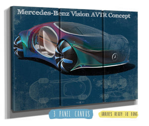 36" x 24" / 3 Panel Canvas Wrap Cutler West Mercedes Benz Vision AVTR Concept Vintage Blueprint Auto Print