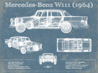 Cutler West Mercedes Benz Collection 14" x 11" / Unframed Mercedes Benz 220S W111 (1964) Blueprint Vintage Auto Print 890429361_16688