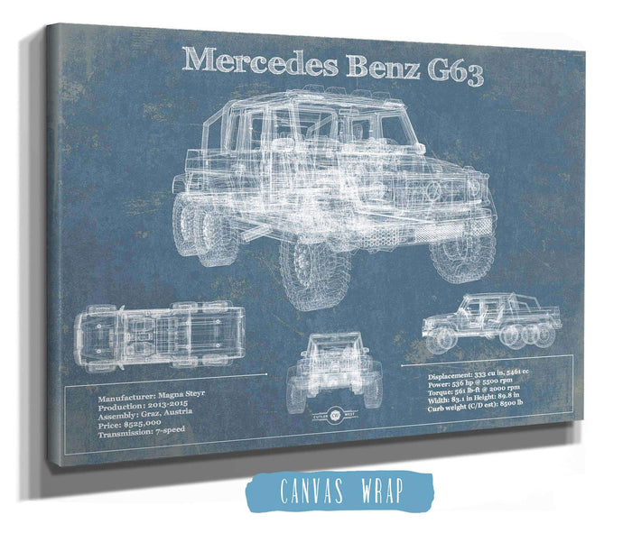 Cutler West Mercedes Benz Collection Mercedes Benz G63 Blueprint Vintage Auto Print