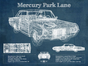 Cutler West Mercury Park Lane Blueprint Vintage Auto Print