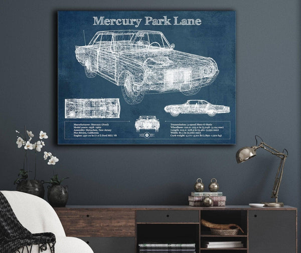 Cutler West Mercury Park Lane Blueprint Vintage Auto Print
