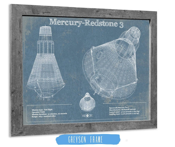 14" x 11" / Greyson Frame Cutler West Mercury-Redstone 3 (Freedom 7) NASA Aviation Space Print