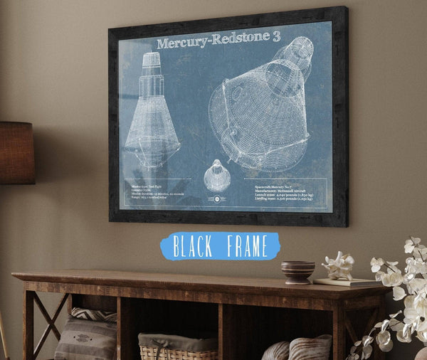20" x 16" / Black Frame Cutler West Mercury-Redstone 3 (Freedom 7) NASA Aviation Space Print