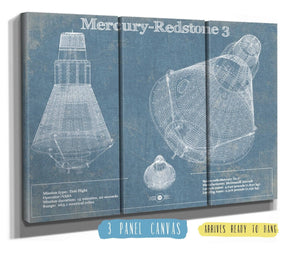 36" x 24" / 3 Panel Canvas Wrap Cutler West Mercury-Redstone 3 (Freedom 7) NASA Aviation Space Print