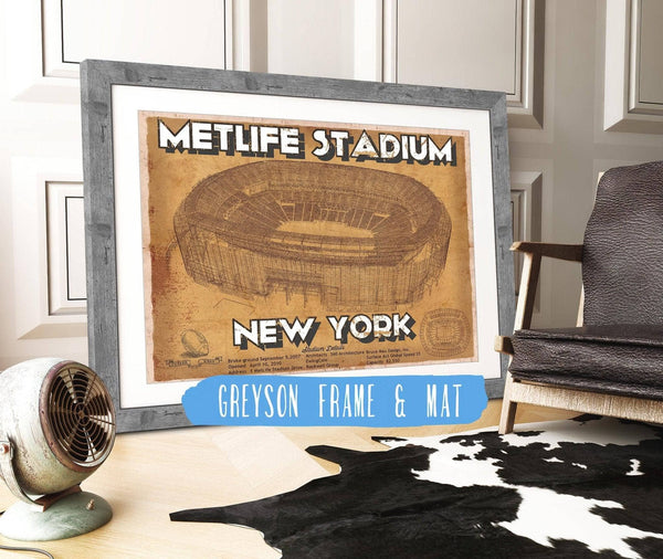 14" x 11" / Greyson Frame & Mat Cutler West MetLife Stadium Vintage New York - Vintage Football Print