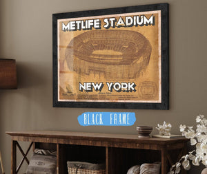 20" x 16" / Black Frame Cutler West MetLife Stadium Vintage New York - Vintage Football Print