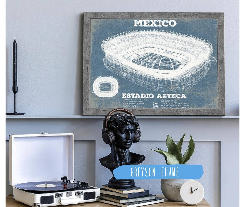 14" x 11" / Stretched Canvas Wrap Cutler West Mexico Football - Vintage Estadio Azteca Stadium Soccer Print