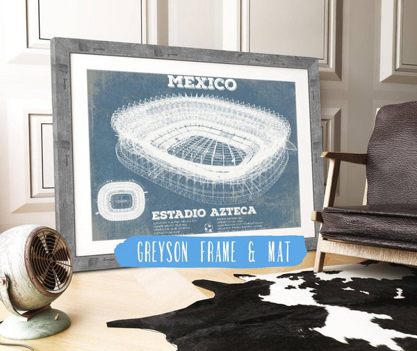 14" x 11" / Greyson Frame & Mat Cutler West Mexico Football - Vintage Estadio Azteca Stadium Soccer Print
