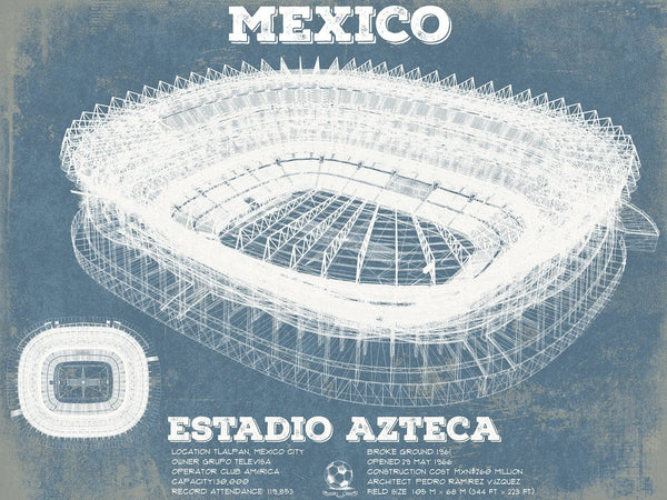 14" x 11" / Unframed Cutler West Mexico Football - Vintage Estadio Azteca Stadium Soccer Print