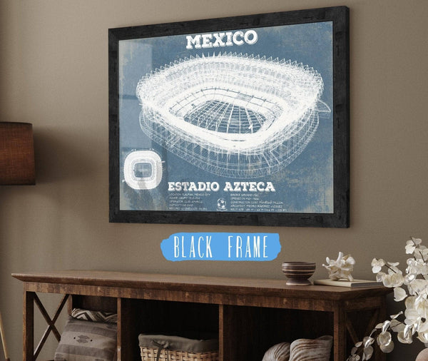20" x 16" / Black Frame Cutler West Mexico Football - Vintage Estadio Azteca Stadium Soccer Print