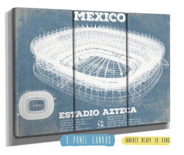 36" x 24" / 3 Panel Canvas Wrap Cutler West Mexico Football - Vintage Estadio Azteca Stadium Soccer Print
