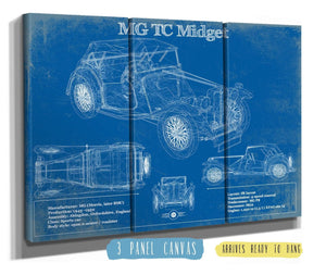 Cutler West MG TC Midget Vintage Blueprint Auto Print
