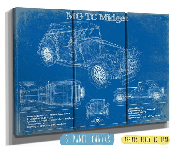 Cutler West MG TC Midget Vintage Blueprint Auto Print