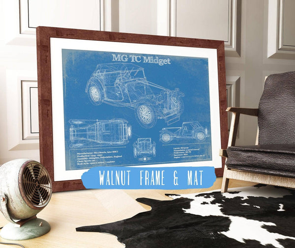 Cutler West MG TC Midget Vintage Blueprint Auto Print