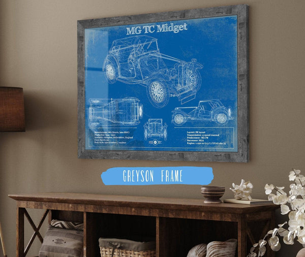 Cutler West MG TC Midget Vintage Blueprint Auto Print