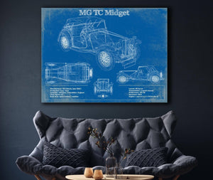 Cutler West MG TC Midget Vintage Blueprint Auto Print