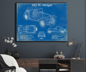 Cutler West MG TC Midget Vintage Blueprint Auto Print