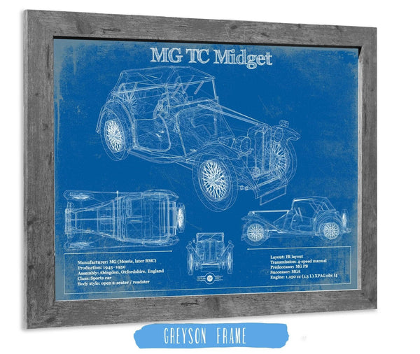 Cutler West MG TC Midget Vintage Blueprint Auto Print