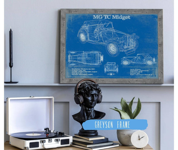 Cutler West MG TC Midget Vintage Blueprint Auto Print