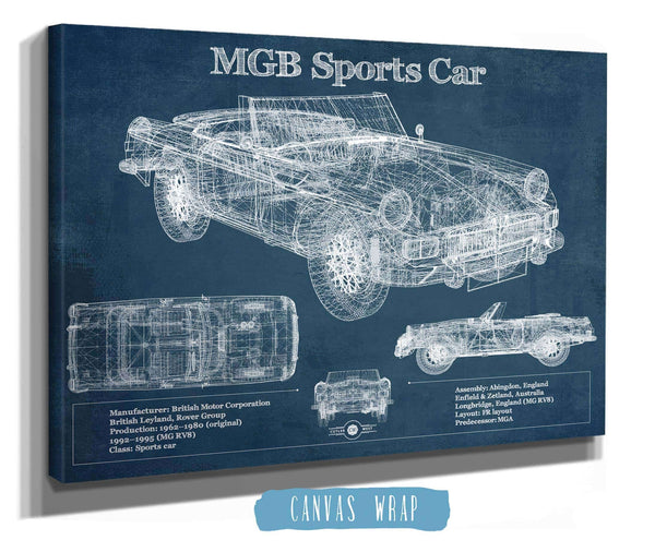 Cutler West Mgb Sports Car Blueprint Vintage Auto Print