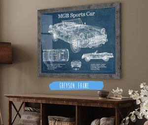 Cutler West Mgb Sports Car Blueprint Vintage Auto Print