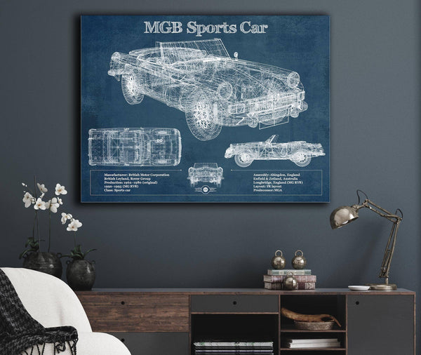 Cutler West Mgb Sports Car Blueprint Vintage Auto Print