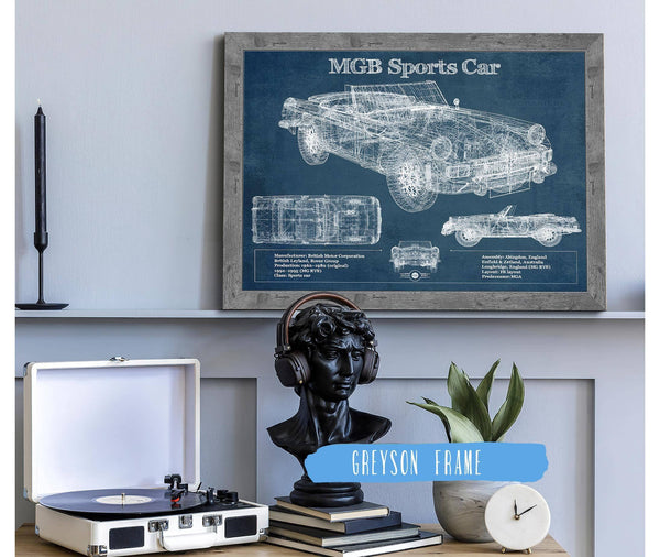 Cutler West Mgb Sports Car Blueprint Vintage Auto Print