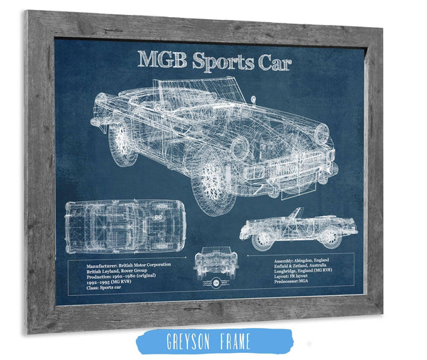 14" x 11" / Greyson Frame Cutler West Mgb Sports Car Blueprint Vintage Auto Print