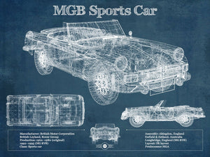 14" x 11" / Unframed Cutler West Mgb Sports Car Blueprint Vintage Auto Print
