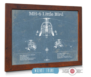 Cutler West MH-6 Little Bird Helicopter Vintage Aviation Blueprint Military Print