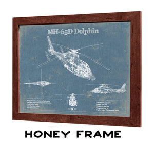 20" x 16" / Walnut Frame Cutler West MH-65D Dolphin Helicopter Vintage Aviation Blueprint Military Print