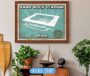 20" x 16" / Walnut Frame Cutler West Miami Dolphins Hard Rock Stadium - Vintage Football Print