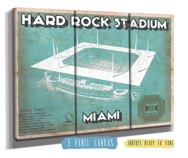 36" x 24" / 3 Panel Canvas Wrap Cutler West Miami Dolphins Hard Rock Stadium - Vintage Football Print