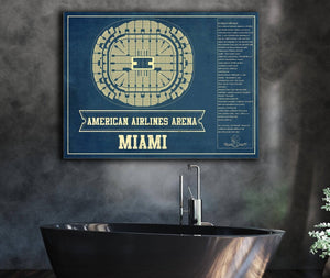 Cutler West Miami Heat - American Airlines Arena Vintage Basketball Blueprint NBA Print