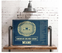 Cutler West Basketball Collection Miami Heat - American Airlines Arena Vintage Basketball Blueprint NBA Print