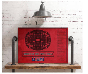 Cutler West Miami Heat - American Airlines Arena Vintage Basketball Blueprint NBA Team Color Print
