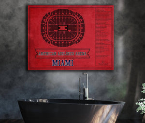 Cutler West Miami Heat - American Airlines Arena Vintage Basketball Blueprint NBA Team Color Print