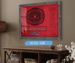 14" x 11" / Greyson Frame Cutler West Miami Heat - American Airlines Arena Vintage Basketball Blueprint NBA Team Color Print