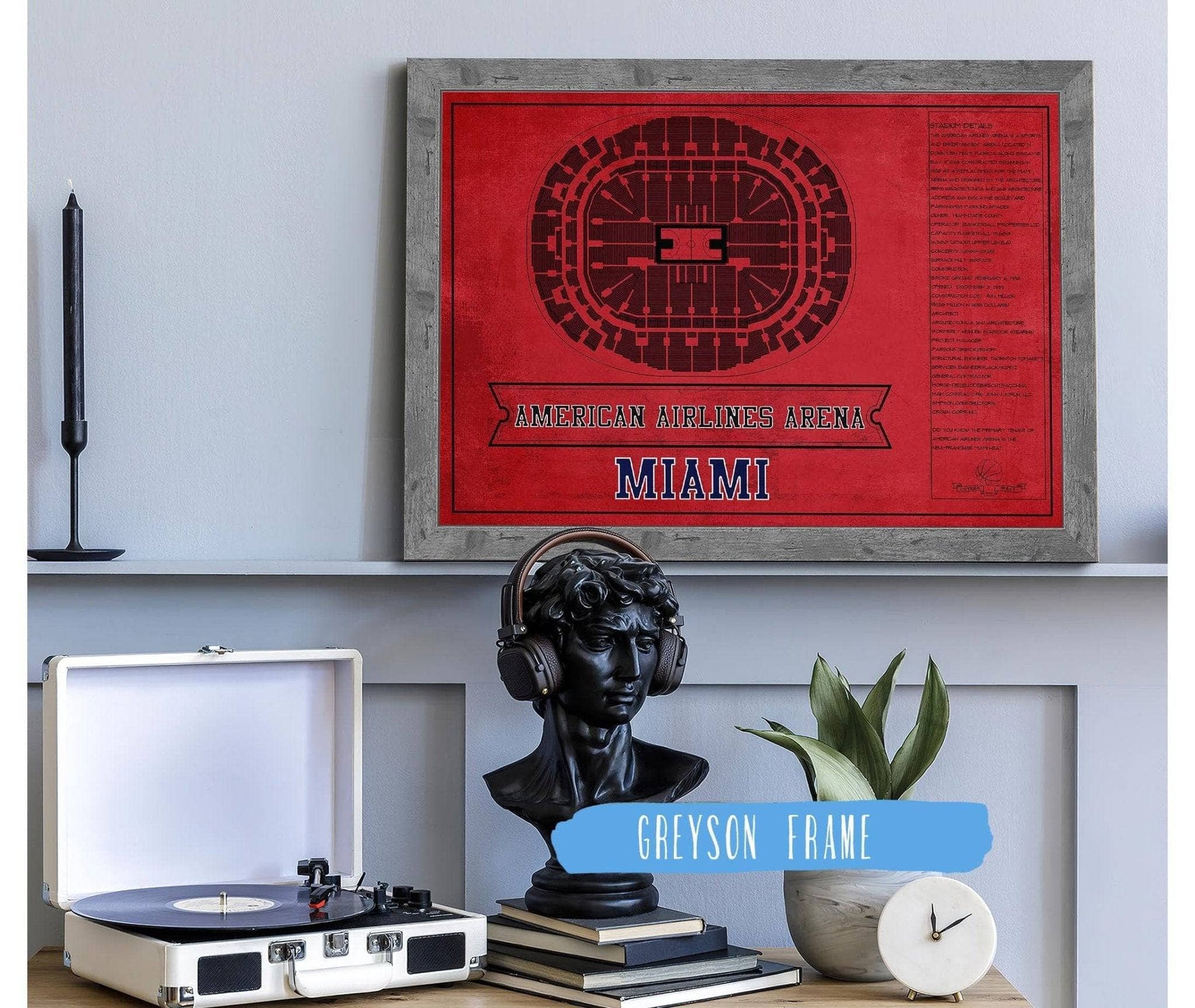Cutler West Miami Heat - American Airlines Arena Vintage Basketball Blueprint NBA Team Color Print