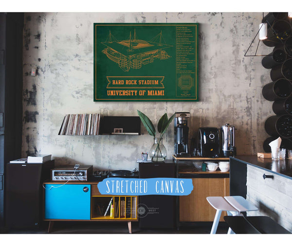 Cutler West Miami Hurricanes - Hard Rock Vintage Football Stadium Blueprint