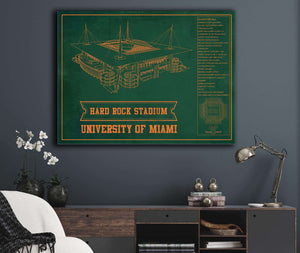 Cutler West Miami Hurricanes - Hard Rock Vintage Football Stadium Blueprint