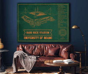 Cutler West Miami Hurricanes - Hard Rock Vintage Football Stadium Blueprint