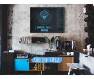 Cutler West Miami Marlins - Marlin Park Blueprint - Vintage Baseball Fan Team Color Print