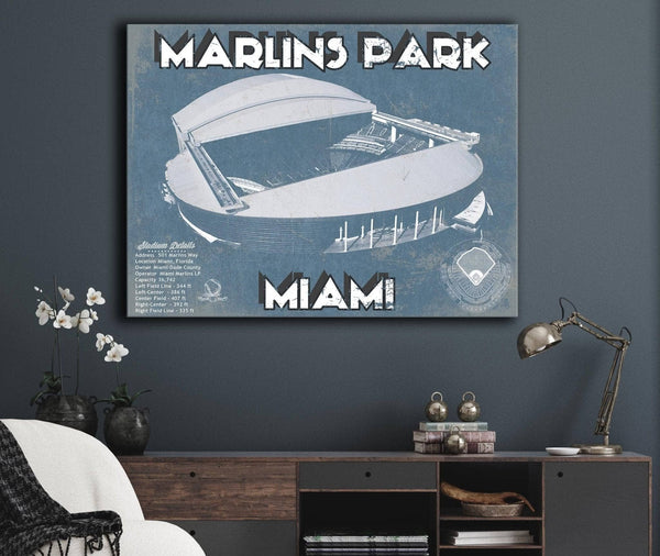 Cutler West Miami Marlins - Marlins Park Vintage Baseball Fan Print