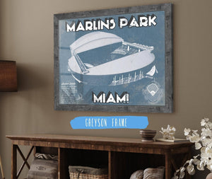 14" x 11" / Greyson Frame Cutler West Miami Marlins - Marlins Park Vintage Baseball Fan Print