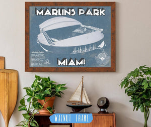 20" x 16" / Walnut Frame Cutler West Miami Marlins - Marlins Park Vintage Baseball Fan Print