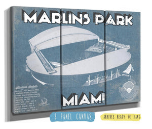 36" x 24" / 3 Panel Canvas Wrap Cutler West Miami Marlins - Marlins Park Vintage Baseball Fan Print